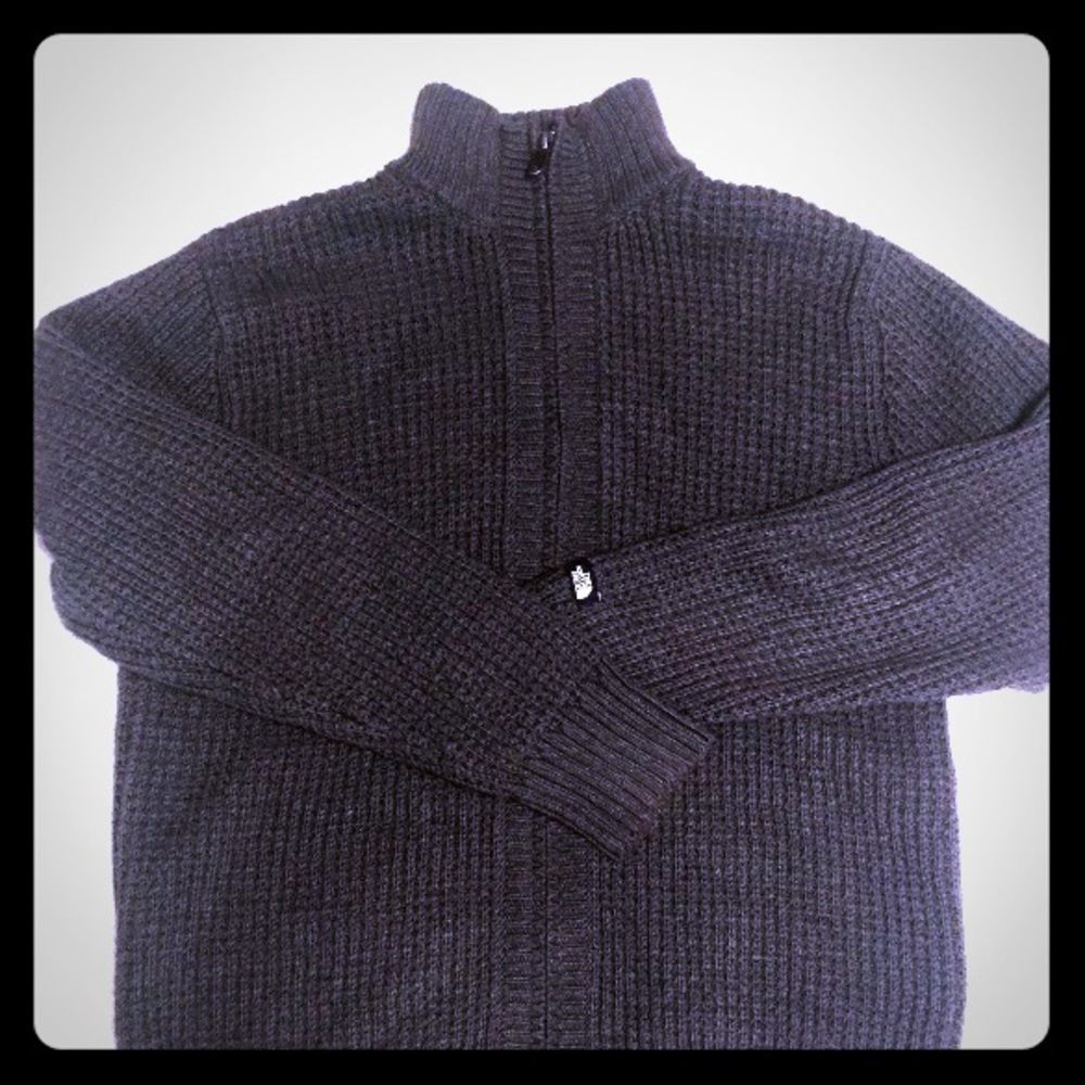 North Face Men's Knit Wool Blend Full Zip Sweater